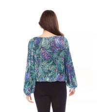 Karen Kane - Prue Print Sequin Boatneck Top