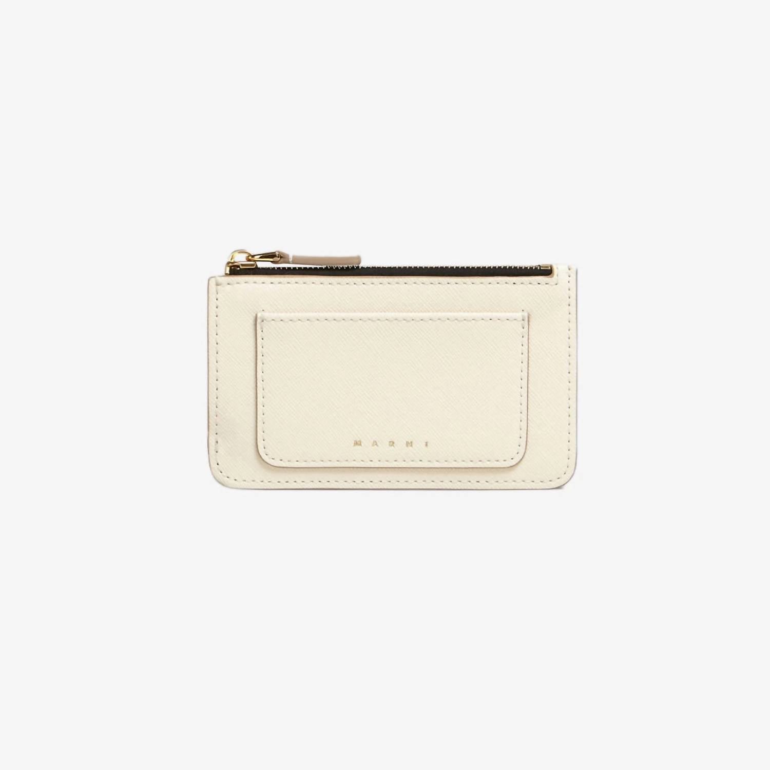 MARNI Women's Saffiano Leather Card Case in talc grey - women's accessory
