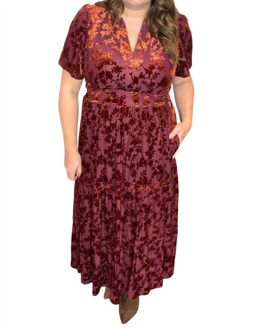 Polagram - Velvet Floral Midi Dress