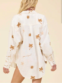Surf Gypsy - Sun and sand embroidered button up Top