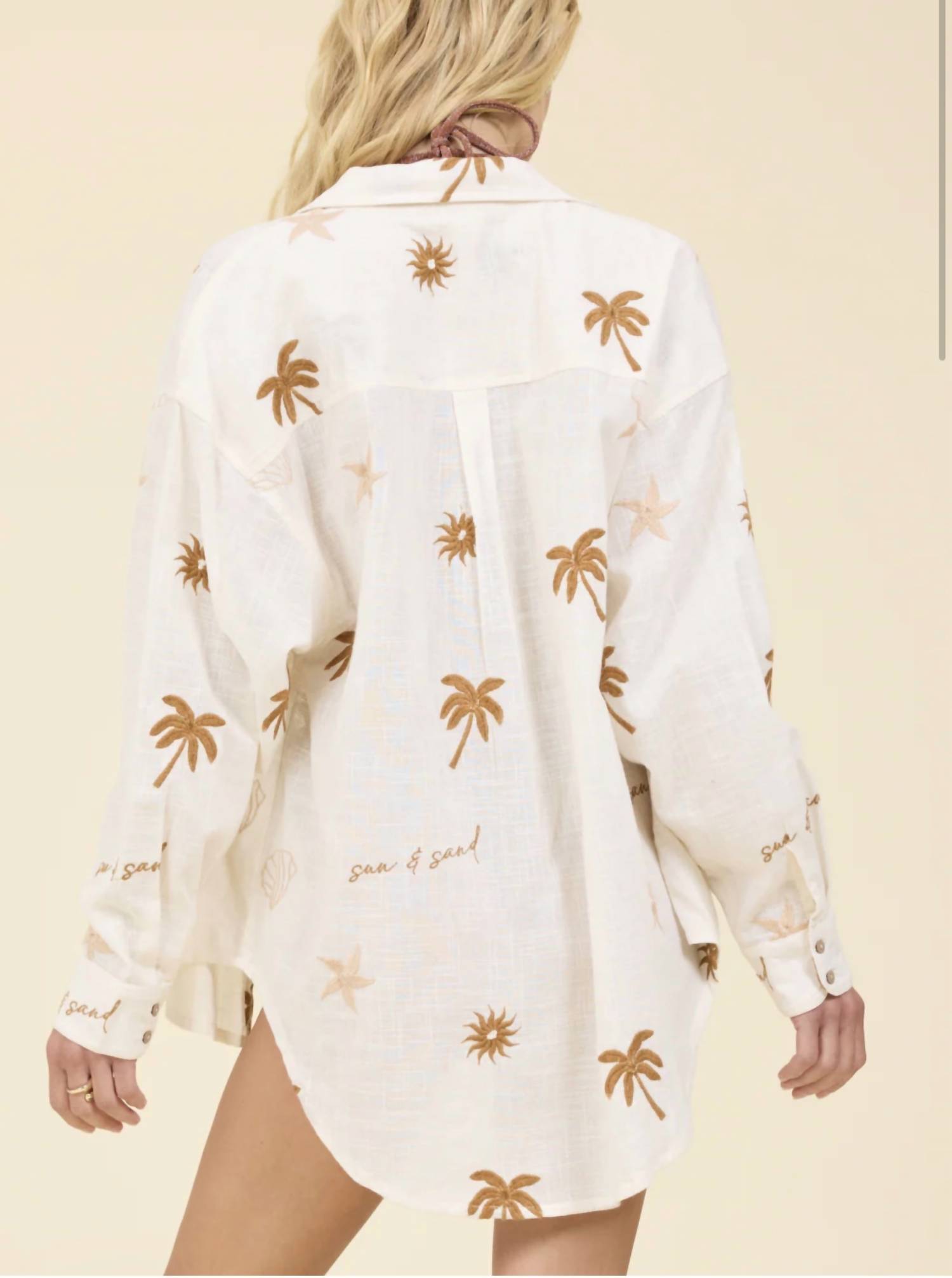 Surf Gypsy - Sun and sand embroidered button up Top