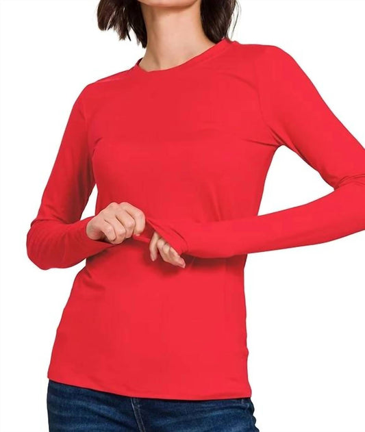 Zenana - Back To Basic Round Neck Long Sleeve