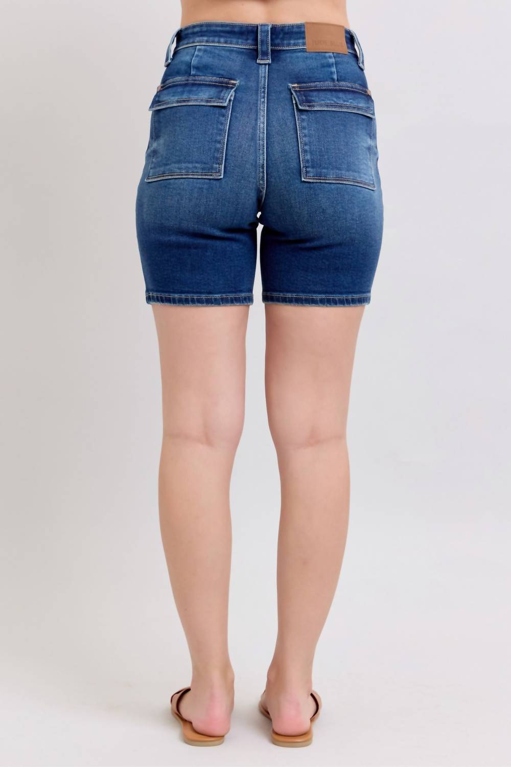 Judy Blue High Waist Bermuda Back Flap Denim Short in blue - women's shorts - view 7