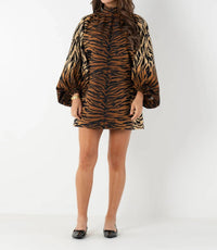 Emily McCarthy Sasha Mini Dress in tiger jacquard - women's dress