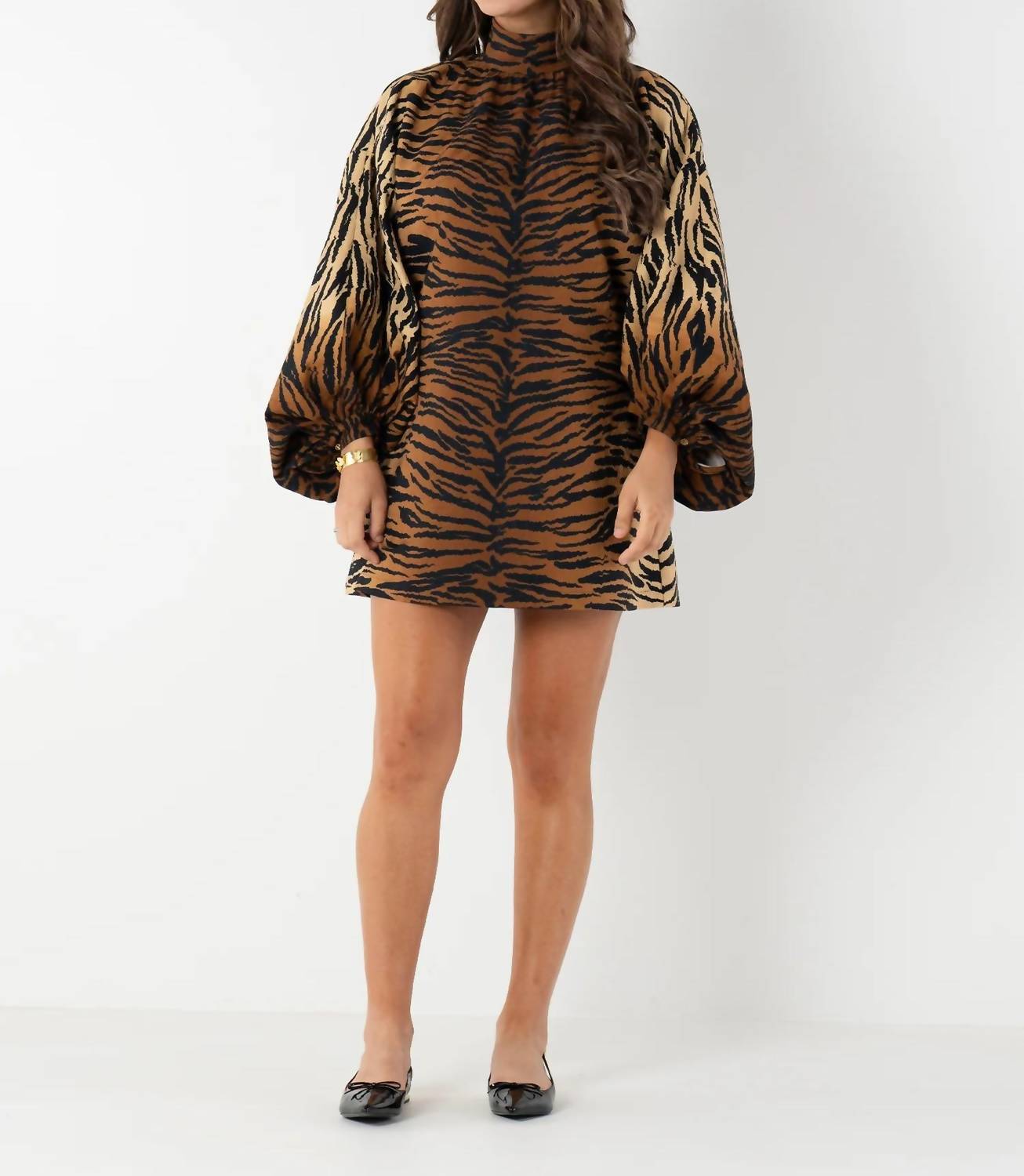 Emily McCarthy Sasha Mini Dress in tiger jacquard - women's dress
