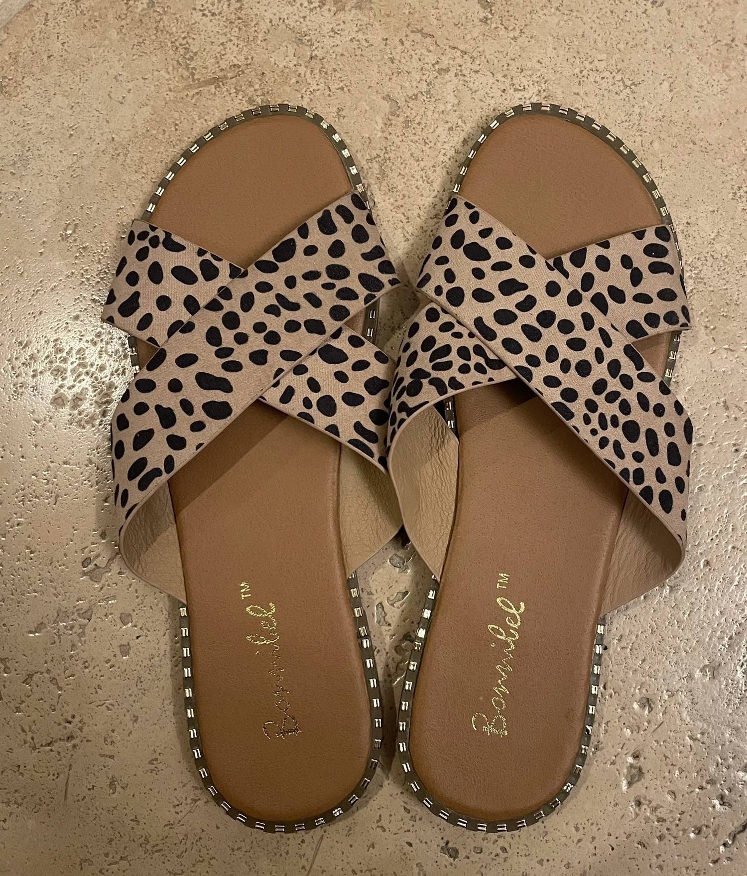 Bonnibel Women's Jolene Criss Cross Sandals in cheetah - women's sandal - detail view