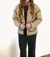 Doe and Rae Floral Quilted Jacket in khaki green floral - women's jacket