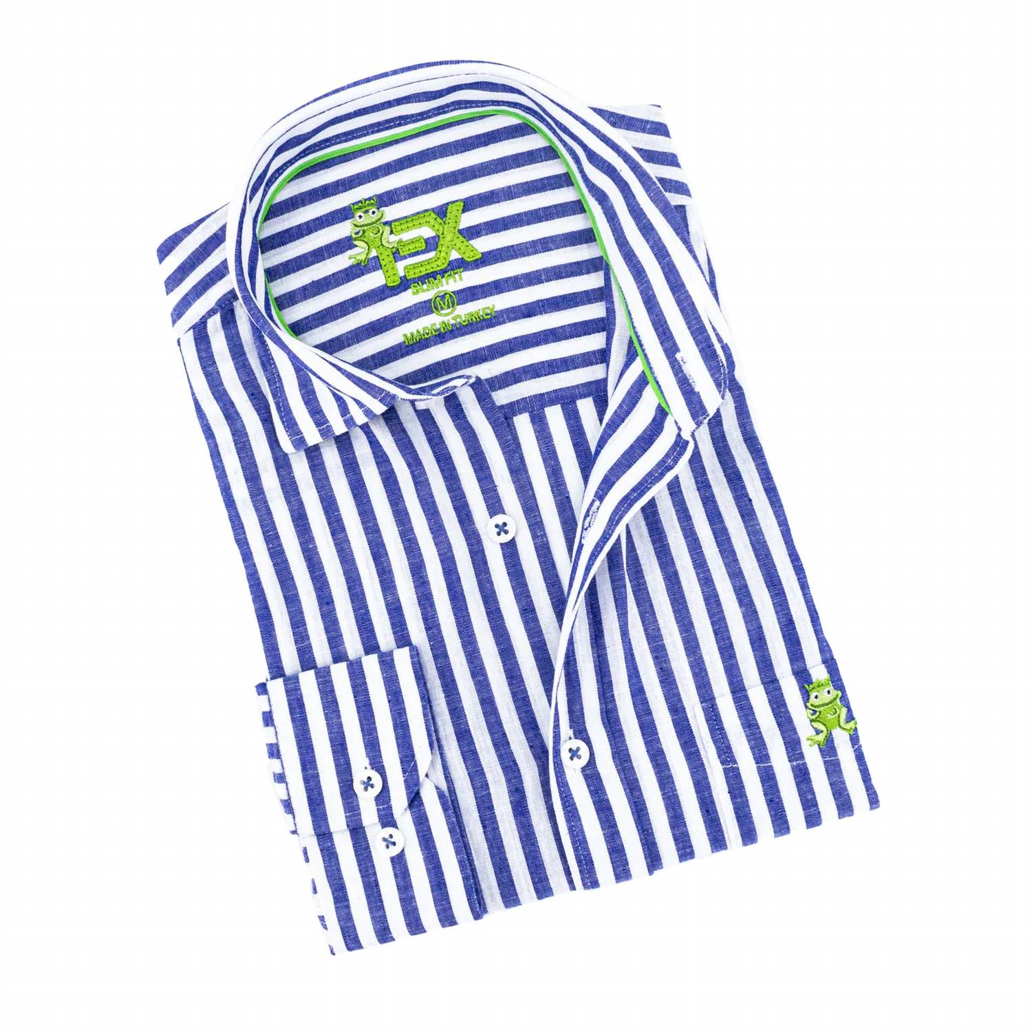 Eight X - Men's Stanford Stripe Frog Linen Shirt