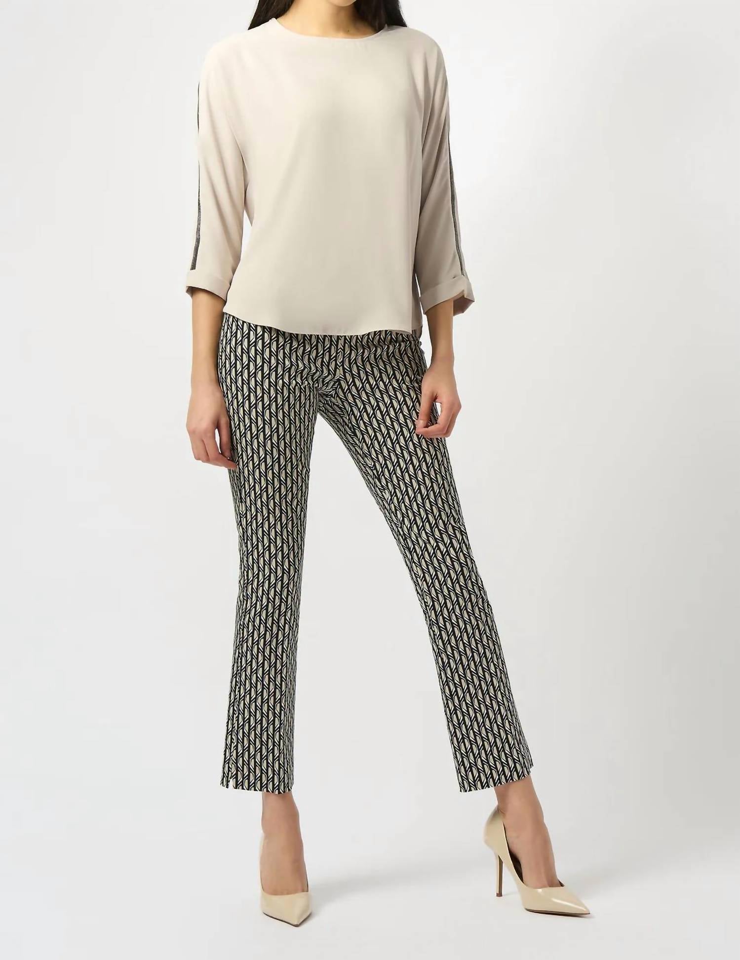 Joseph Ribkoff - Geometric Print Pull-on Straight Leg Pants