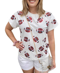 Queen Of Sparkles - Sequin Game Day Football Tee