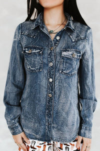 Lucky & Blessed - Washed Western Denim Shirt