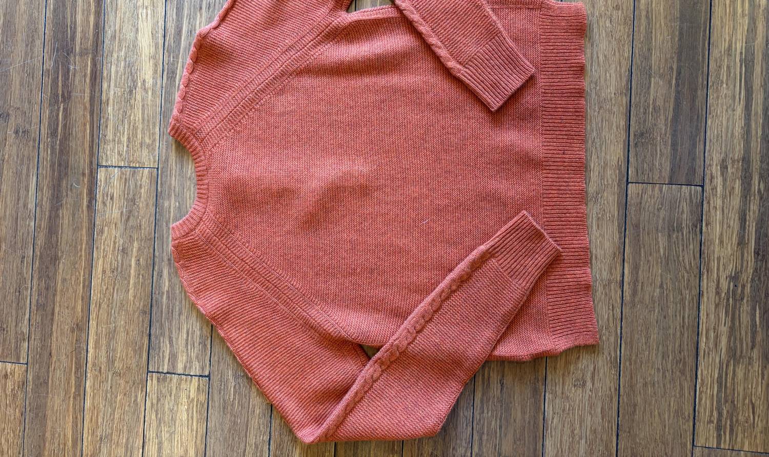 Autumn Cashmere Women's Cable Sleeve Henley Sweater in terra cotta - women's sweater - detail view