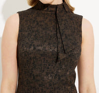Joseph Ribkoff High-neck Abstract Sheath Dress in black brown - women's dress - detail view