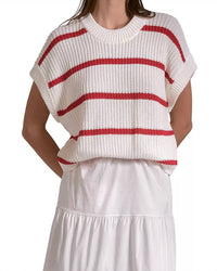 ELAN Sweater Top Midi Dress in white whitered stripe - women's dress - view 4