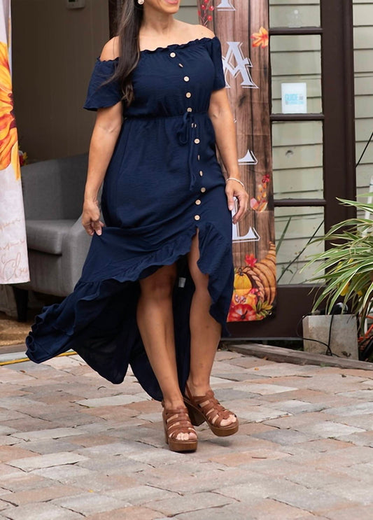 Anna-Kaci - Linen rufflebutton dress