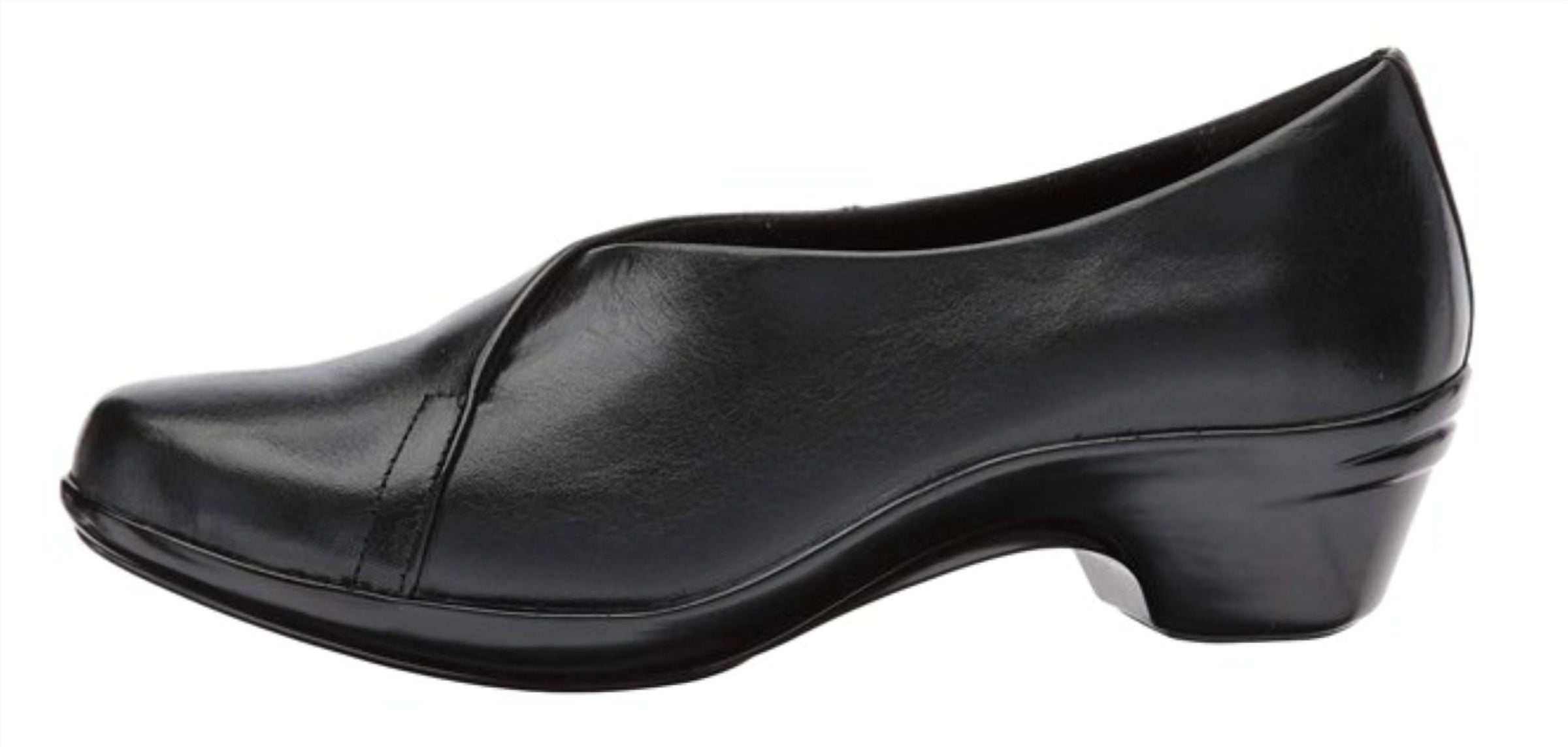 Aravon Women's Kitt Asymmetrical Slip-on Pump in black - women's heels - detail view