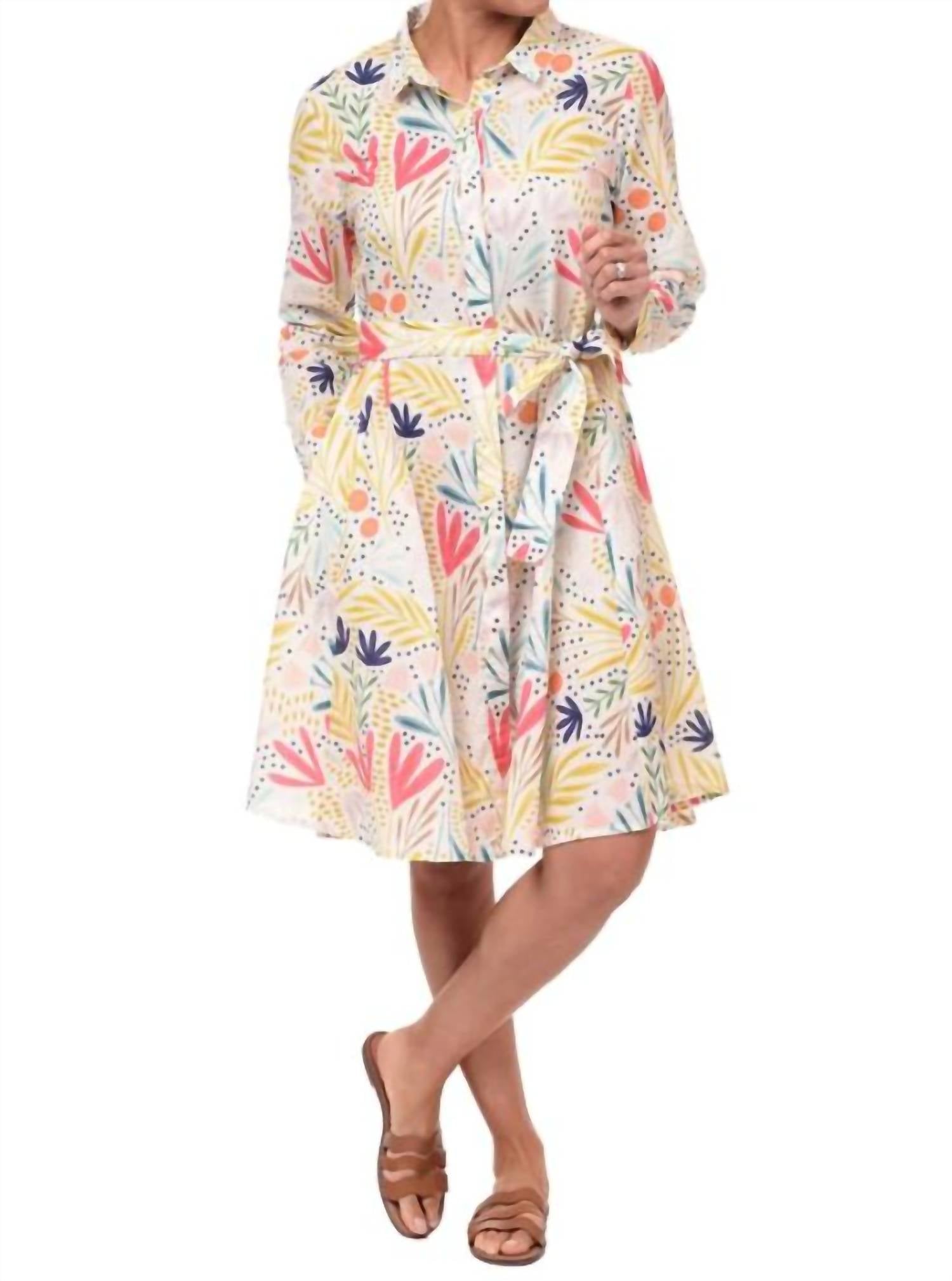 Tulip Clothing - Perrin Whimsy Floral Cotton Shirt Dress