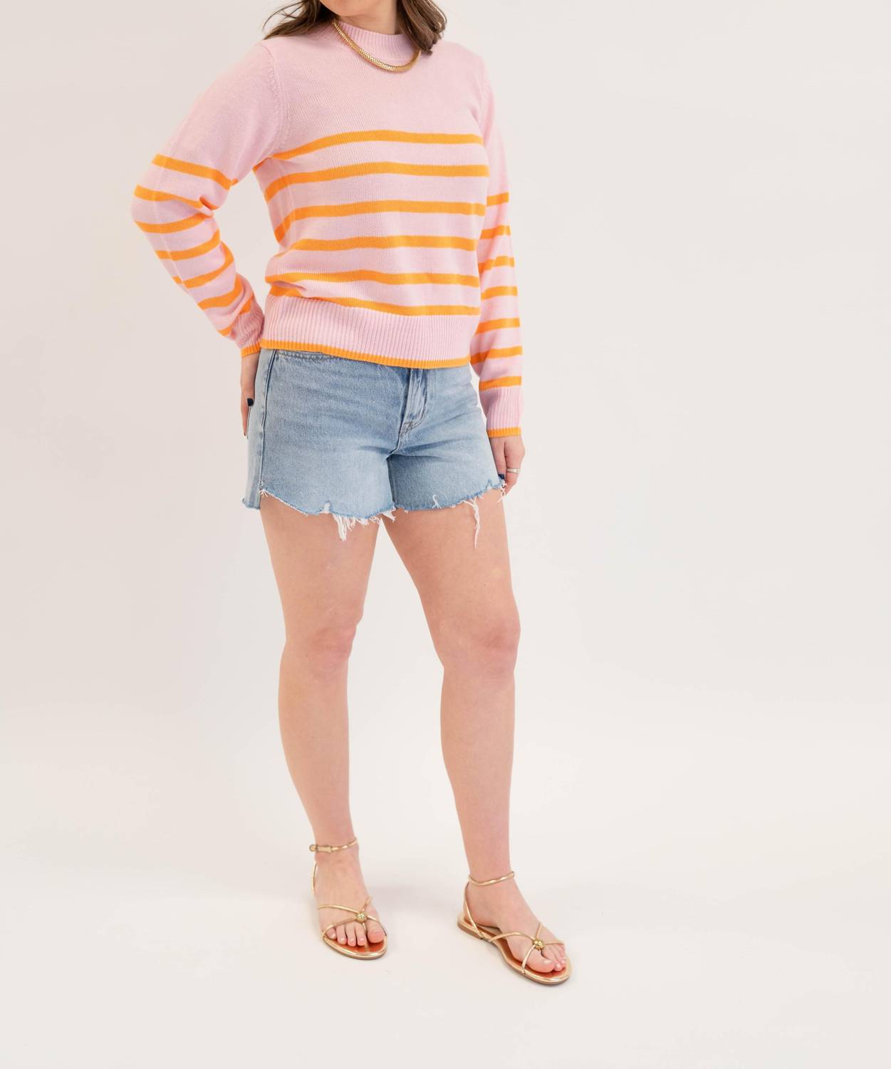 SUGARLIPS Sarah Sweater in pink orange - women's sweater - alternate view