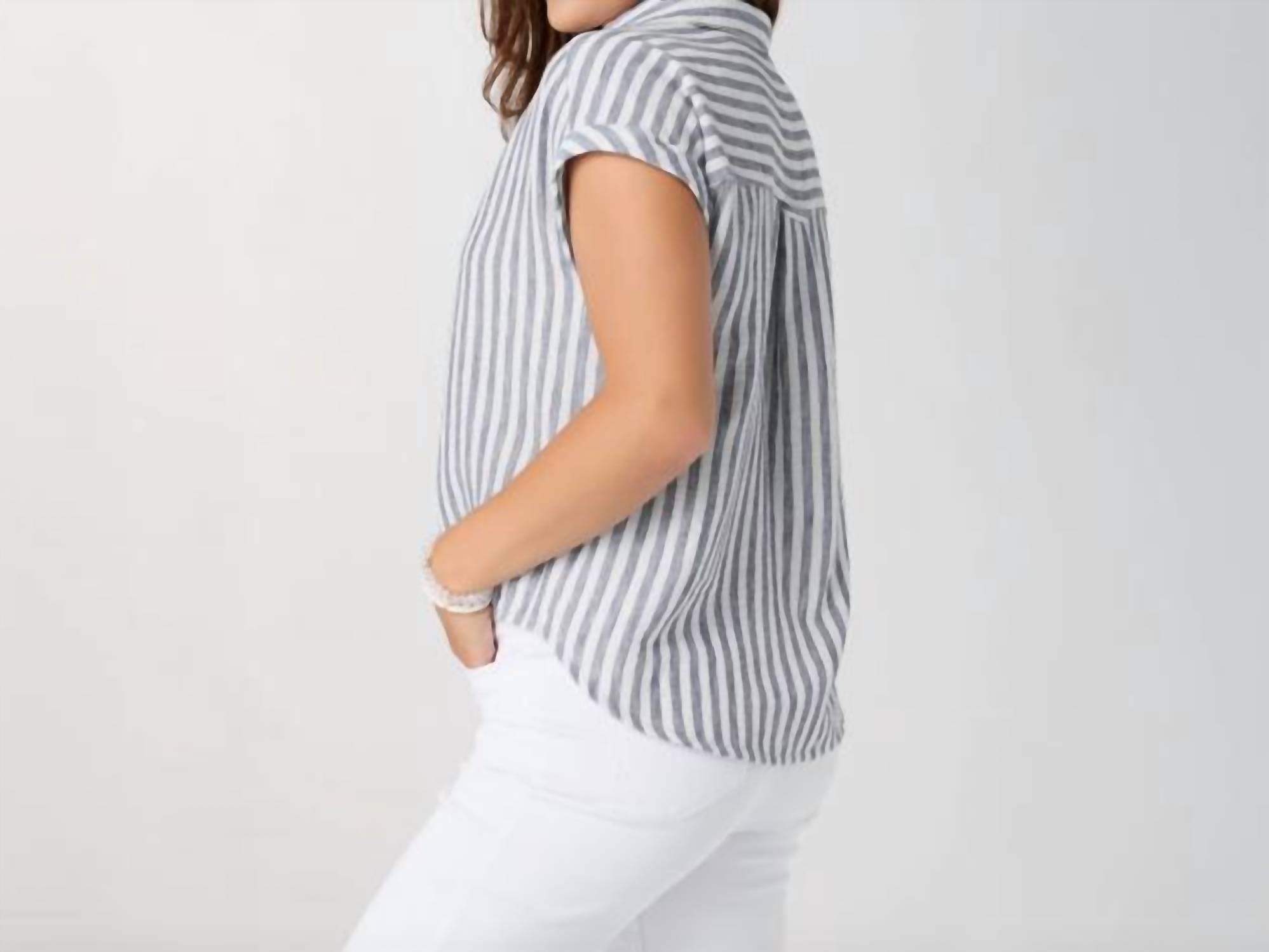 Coco + Carmen - Reagan Cap Sleeve Striped Collared Top