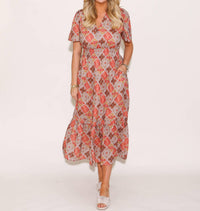 Thml - Smocked Waist Tiered Print Maxi Dress