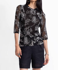 Johnny Was KAIA MESH TEE in black - women's t-shirt - alternate view