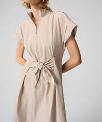 Joseph Ribkoff - Zip Up Tie Waist Midi Fit And Flare Dress