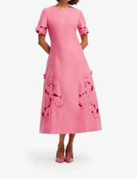 Leo Lin - Caroline Applique Short Sleeve Midi Dress
