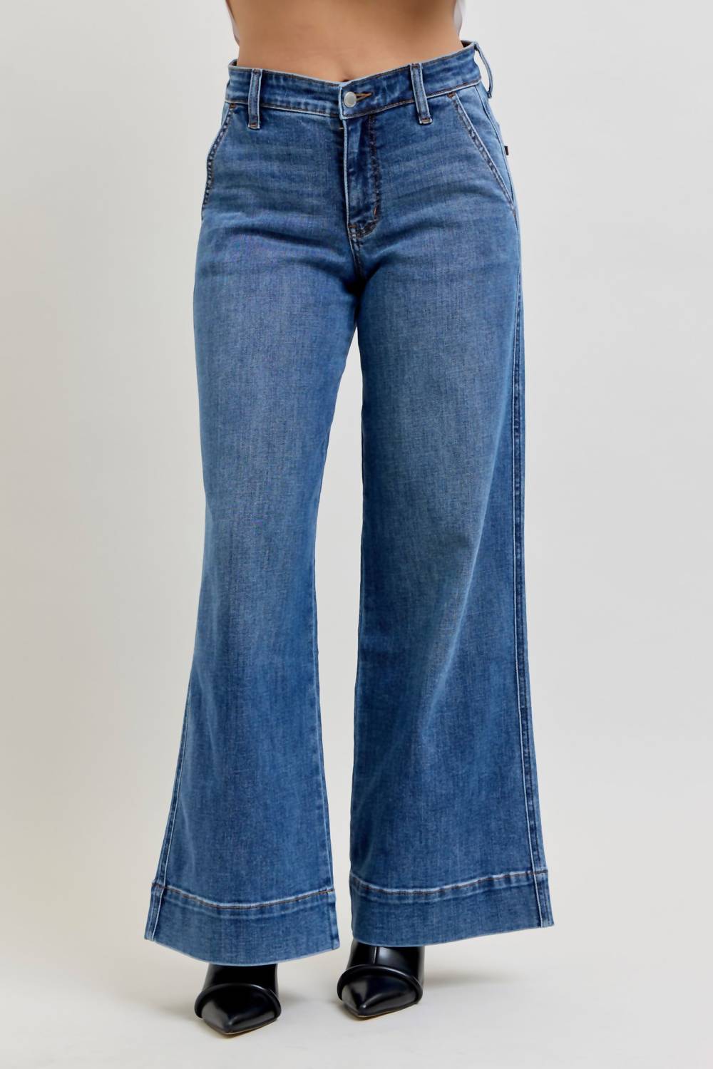 Judy Blue - Darcy Mid Rise Wide Leg Trouser Jean