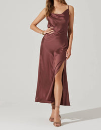 ASTR Glynis Cowl Neck Dress in mulberry - women's dress