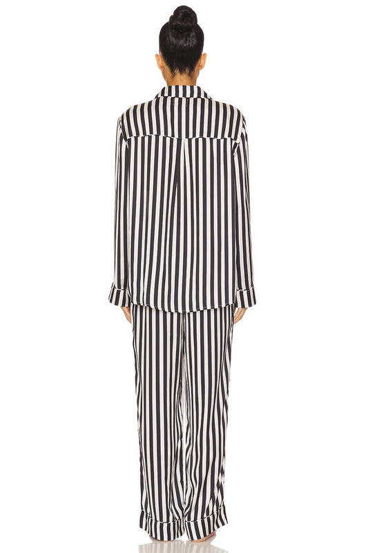 Show Me Your Mumu - Classic Midnight Stripe Silky Pajama Set
