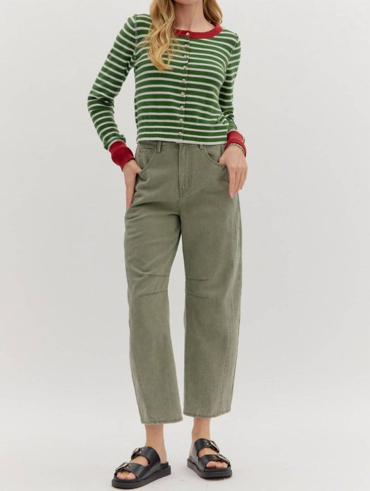 Entro - High Waisted Ankle Length Pants