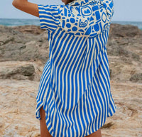 Palm Collective Geo Shirt Dress in blue - women's dress - detail view