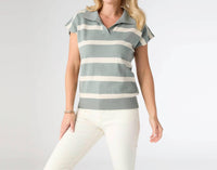 Coco + Carmen - Women's Lightweight Heavenly Luxe V Neck Stripe Top