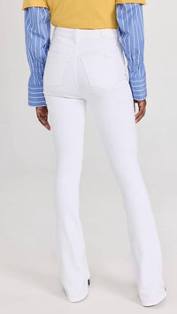 7 For All Mankind Ultra High Rise Skinny Boot Jeans in clean white - women's jeans - detail view