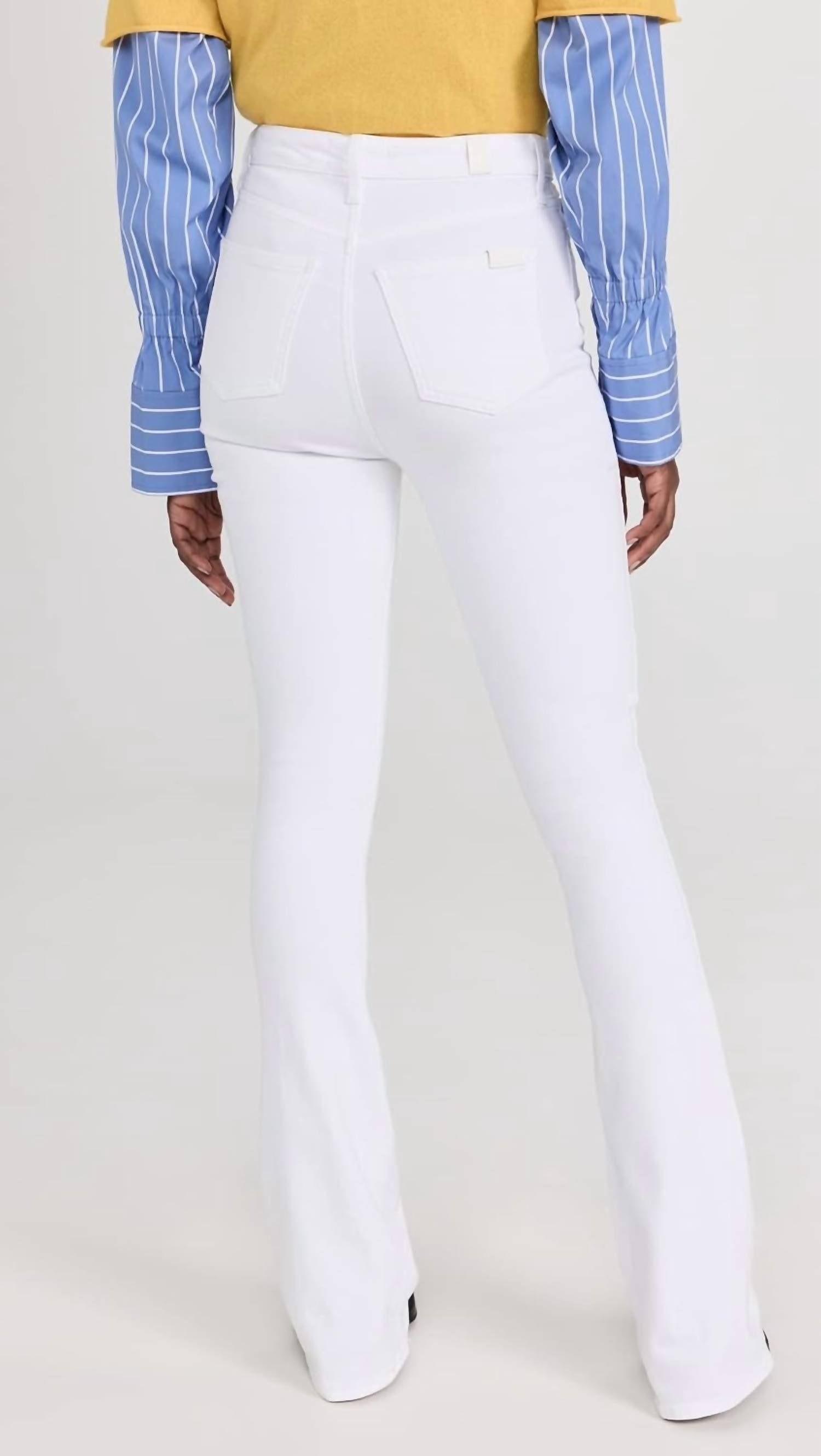 7 For All Mankind Ultra High Rise Skinny Boot Jeans in clean white - women's jeans - detail view