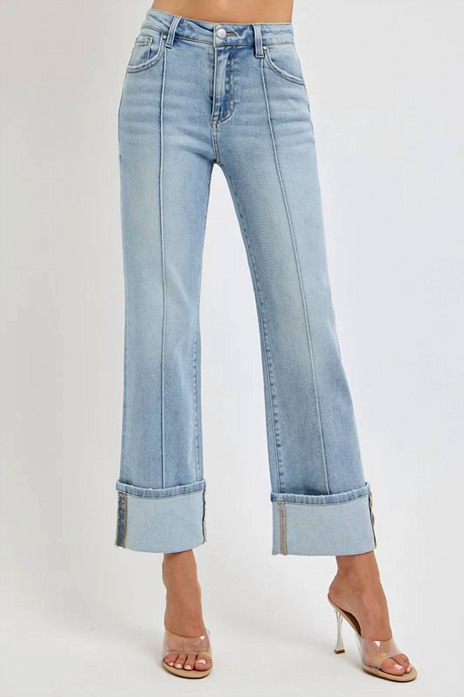Risen - Jamie High Rise Straight Wide Cuff Jeans