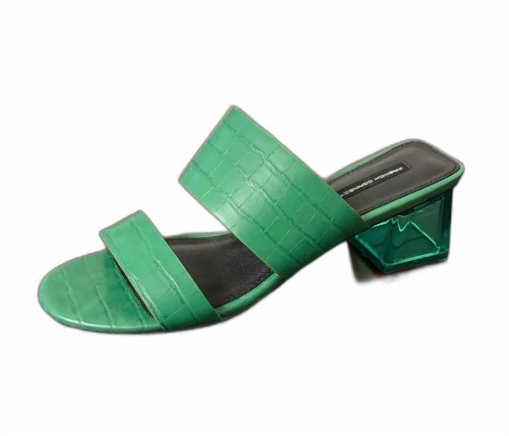 French Connection - Women's Croc-embossed Lucite Block Heels