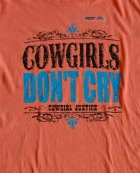 Cowgirl Justice Women's Cowgirls Don't Cry Tee in papaya - women's t-shirt - detail view