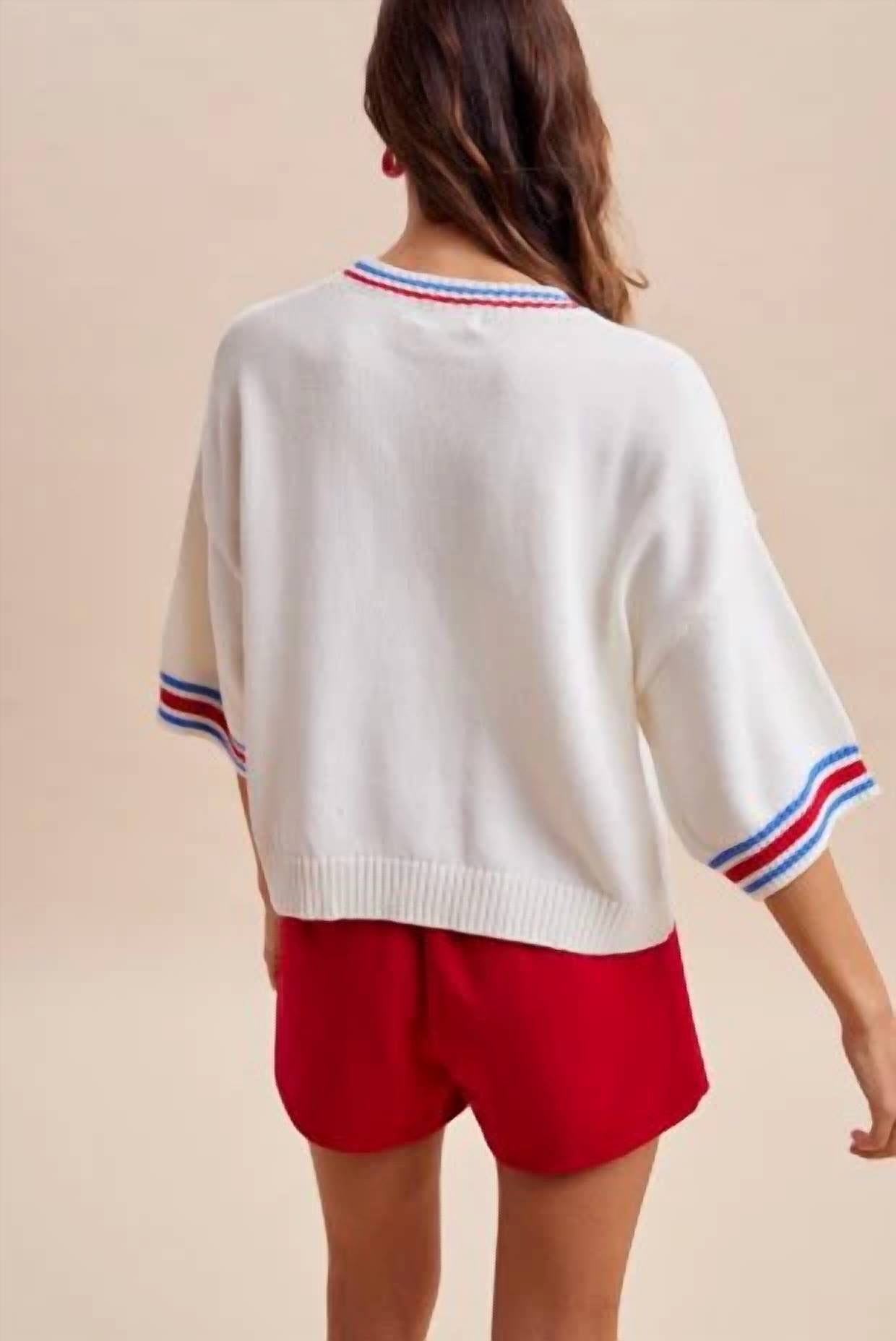 Anniewear - Patriotic Puppy Short Sleeve Sweater