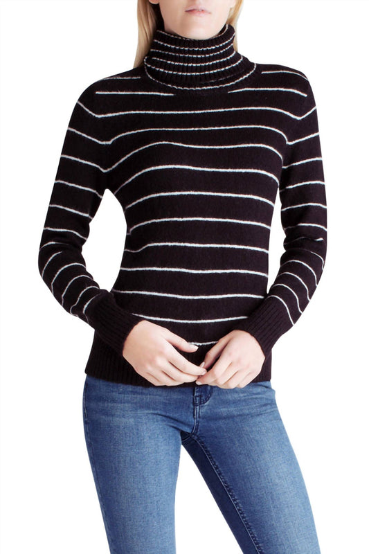 Kensie - Combo Striped Long Sleeve Turtleneck Sweater