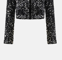 Joseph Ribkoff Sequined Velvet Cropped Jacket in black silver - women's jacket - view 5