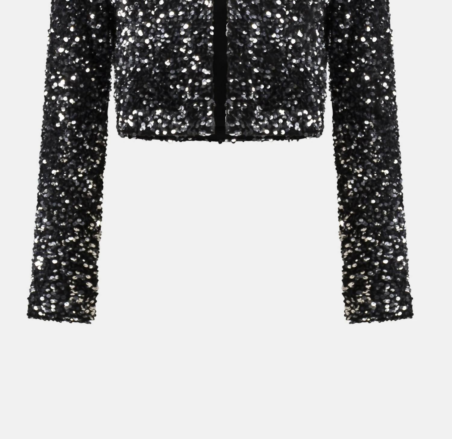 Joseph Ribkoff Sequined Velvet Cropped Jacket in black silver - women's jacket - view 5
