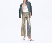 Bayeas Metallic High Waist Wide Leg Jeans in golden blue - women's jeans - alternate view