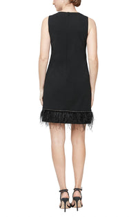 Alex Evenings - Crew Neck Sleeveless Embellished Hem Solid Dress