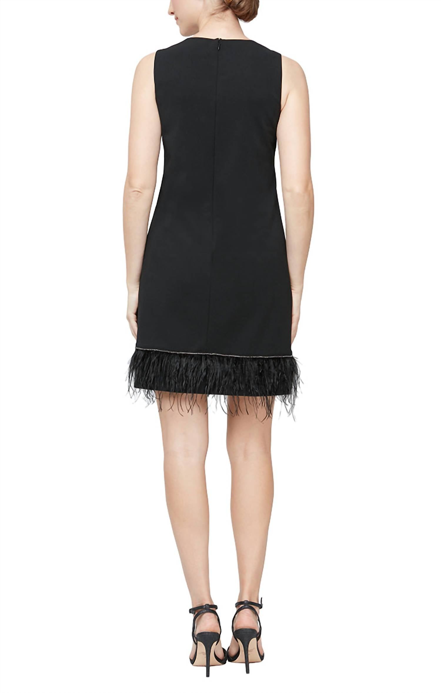 Alex Evenings - Crew Neck Sleeveless Embellished Hem Solid Dress