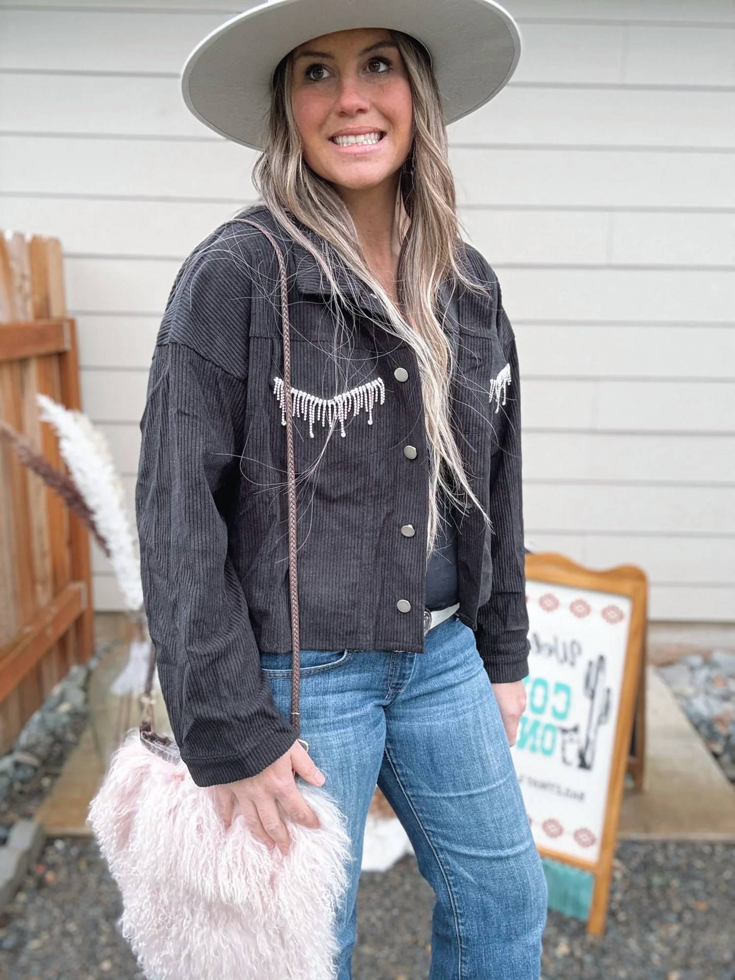 Andree By Unit - Corduroy Rhinestone Jacket