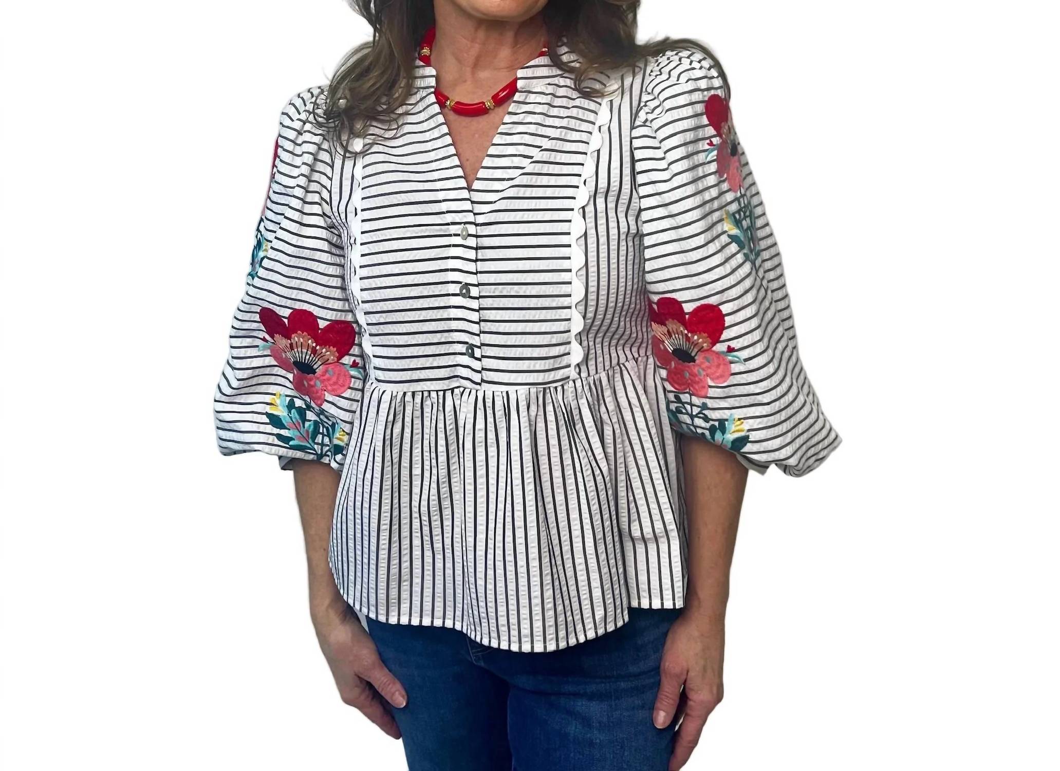 Jodifl - Mallory Floral Embroidered Blouse