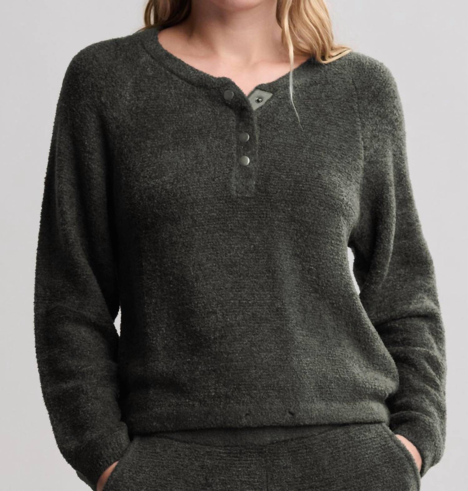 Barefoot Dreams - COZYCHIC LITE TEXTURED RAGLAN SLEVE HENLEY TOP