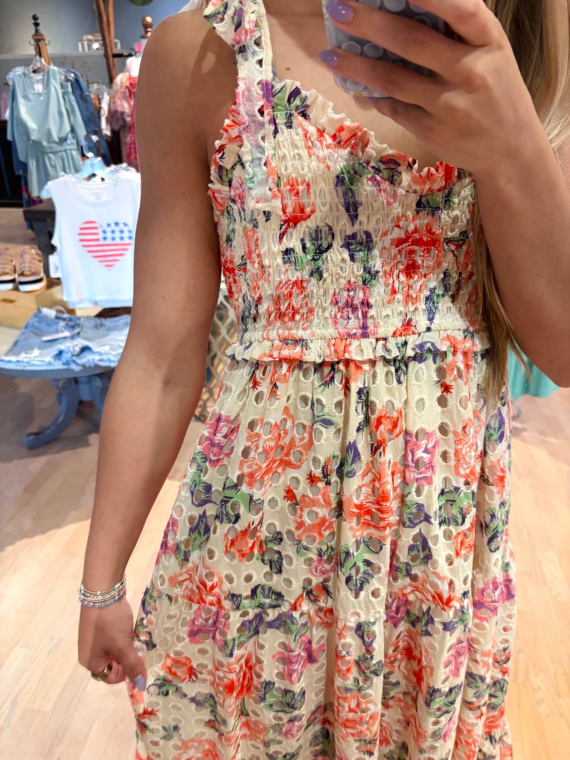 Tolani - FLORAL EYELET MAXI SUN DRESS