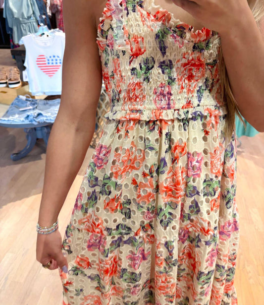 Tolani - FLORAL EYELET MAXI SUN DRESS
